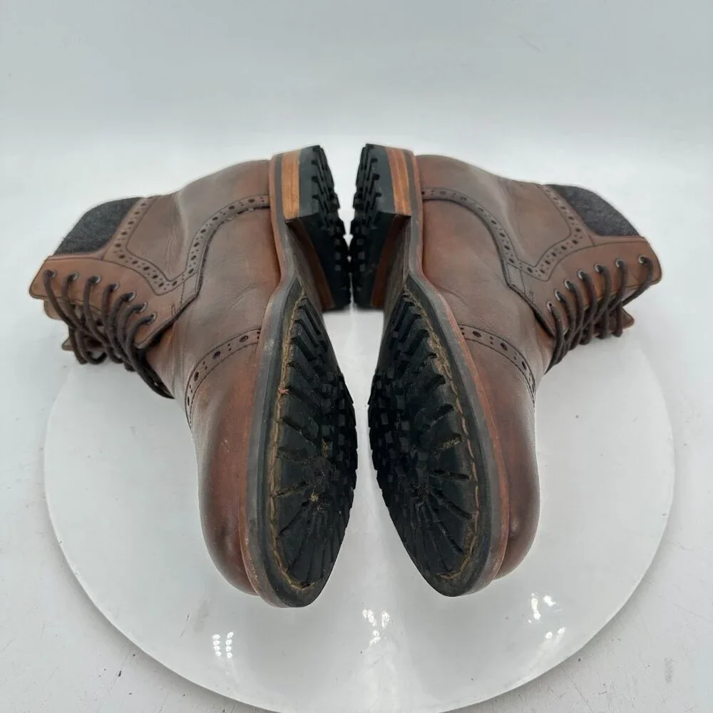 Warfield & Grand Presidio Men Size 8.5 Brown Leather Cap Toe Brogue Ankle Boot